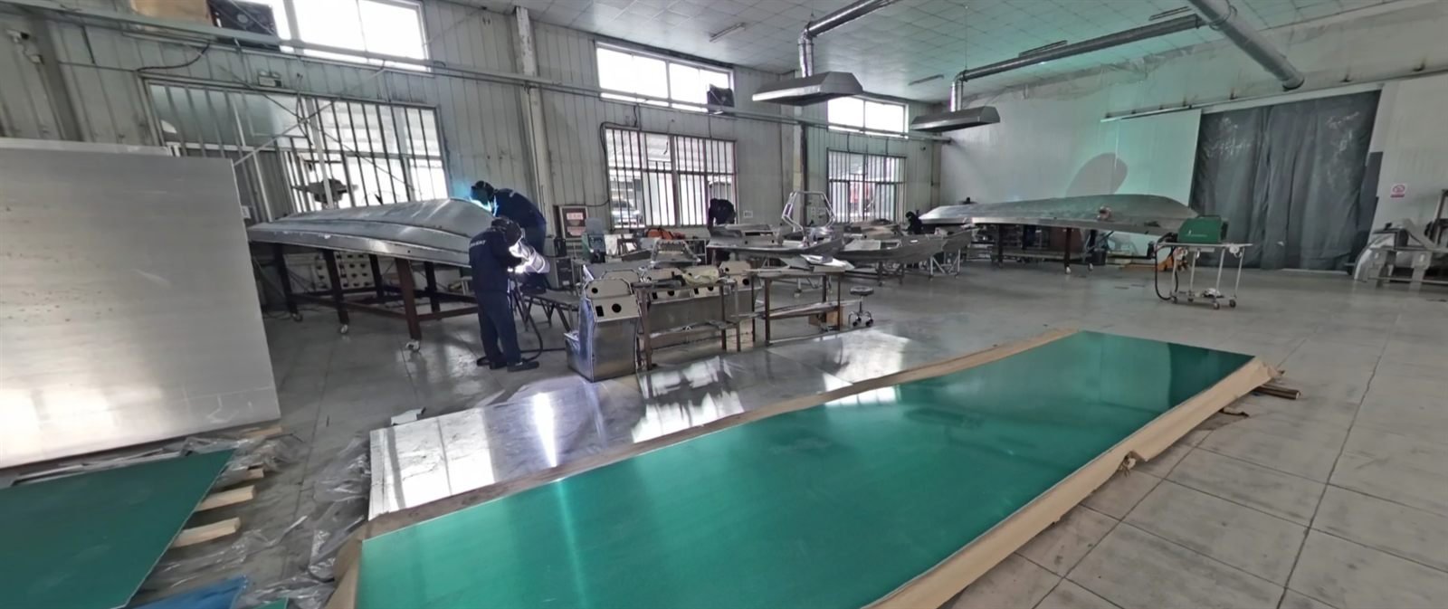 Finished boats awaiting export inspection